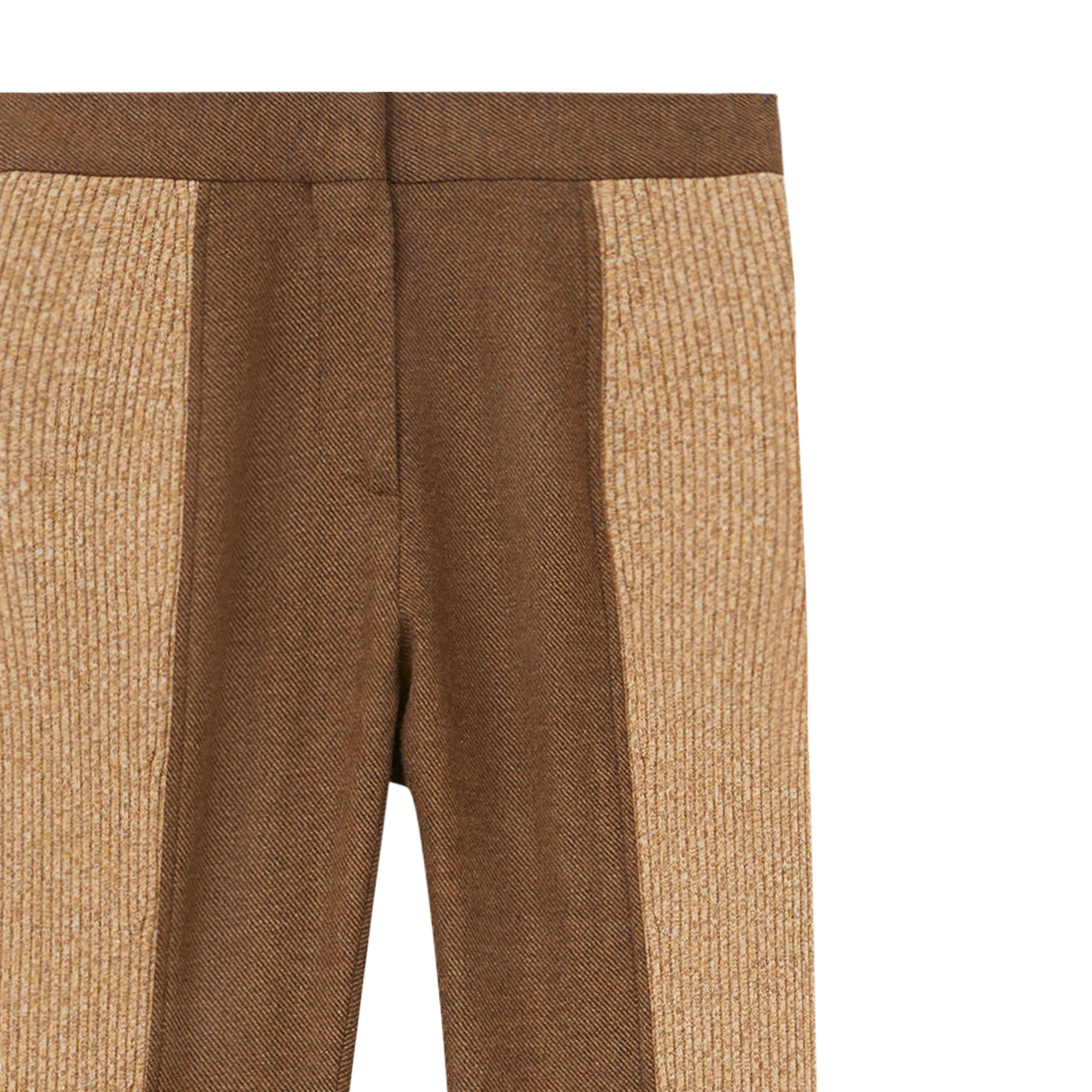DARK TAN Pantalon tailleur en laine et cachemire avec maille côtelée