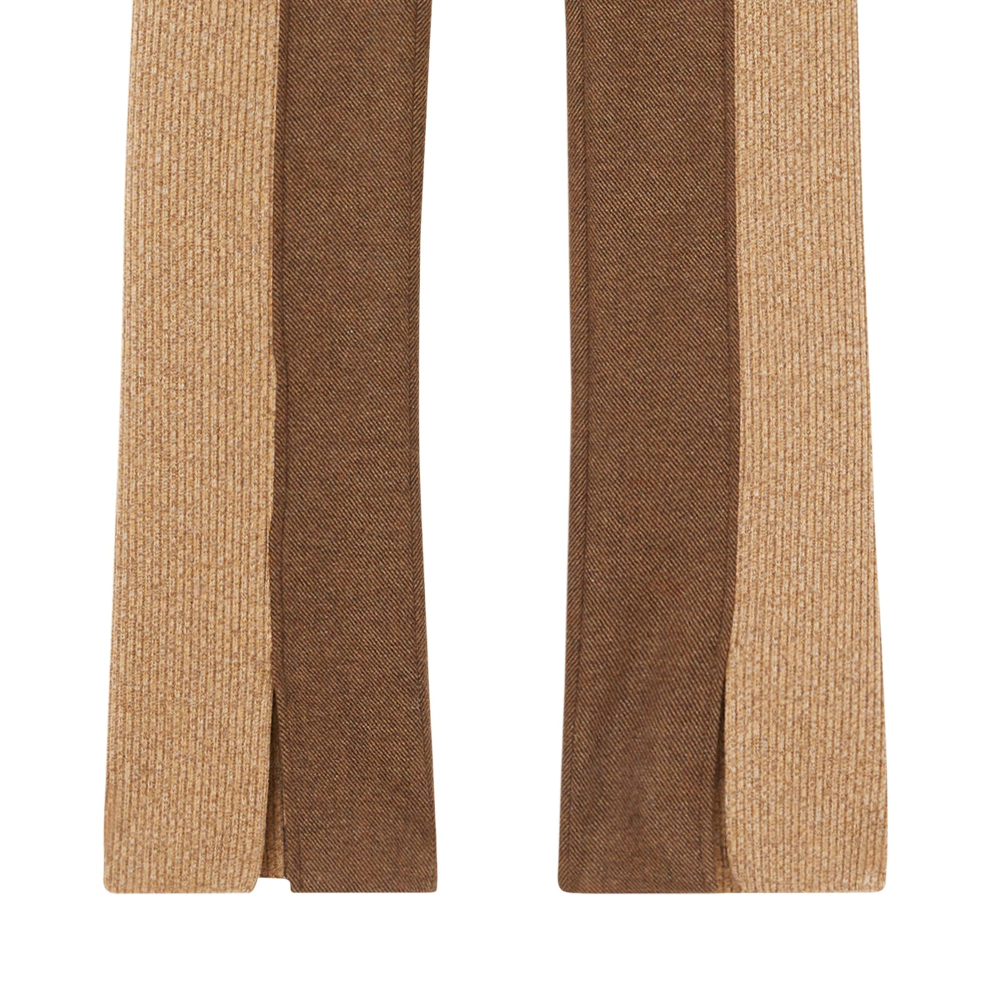 DARK TAN Pantalon tailleur en laine et cachemire avec maille côtelée