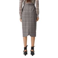 DEEP TAUPE CHECK Jupe crayon en laine check