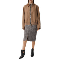DEEP TAUPE CHECK Jupe crayon en laine check