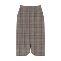 DEEP TAUPE CHECK Jupe crayon en laine check