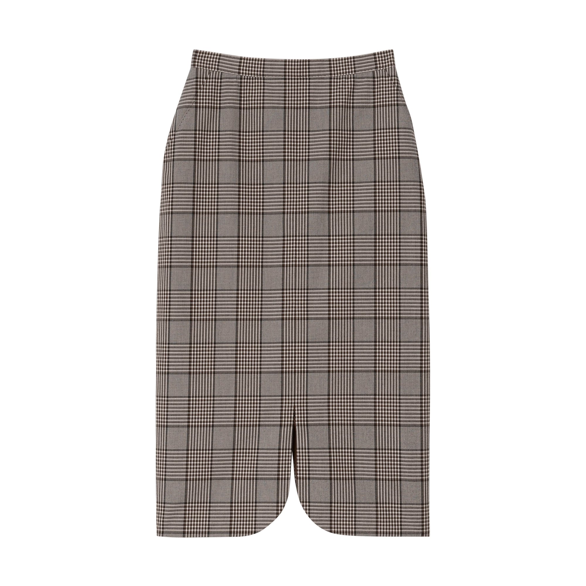 DEEP TAUPE CHECK Jupe crayon en laine check