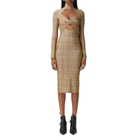 DARK HONEY Robe en jersey stretch check avec découpe
