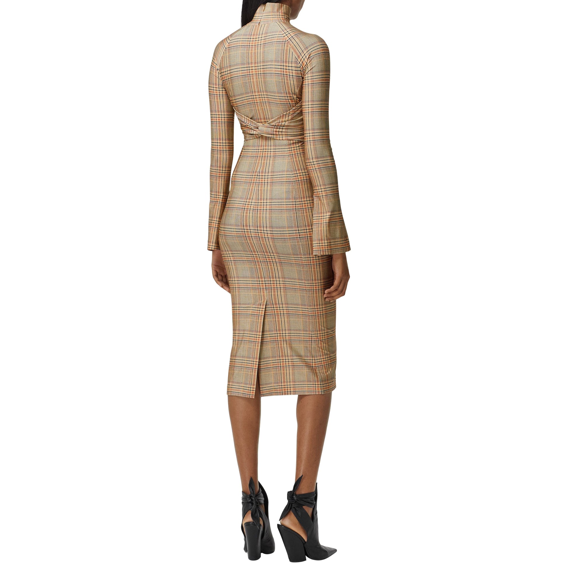 DARK HONEY Robe en jersey stretch check avec découpe