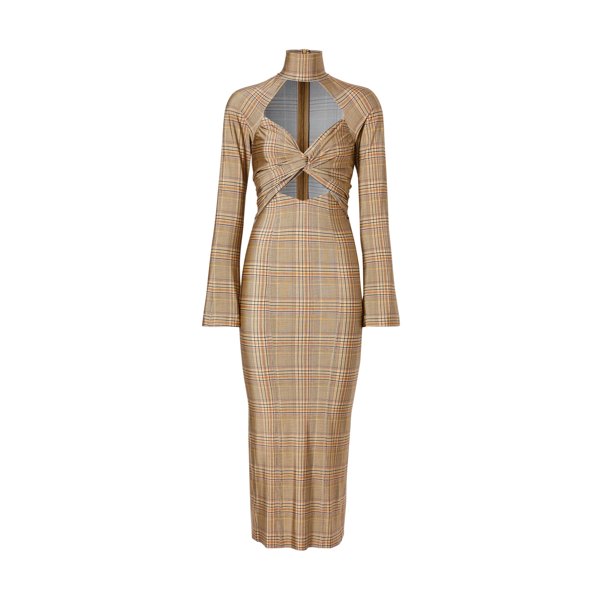 DARK HONEY Robe en jersey stretch check avec découpe