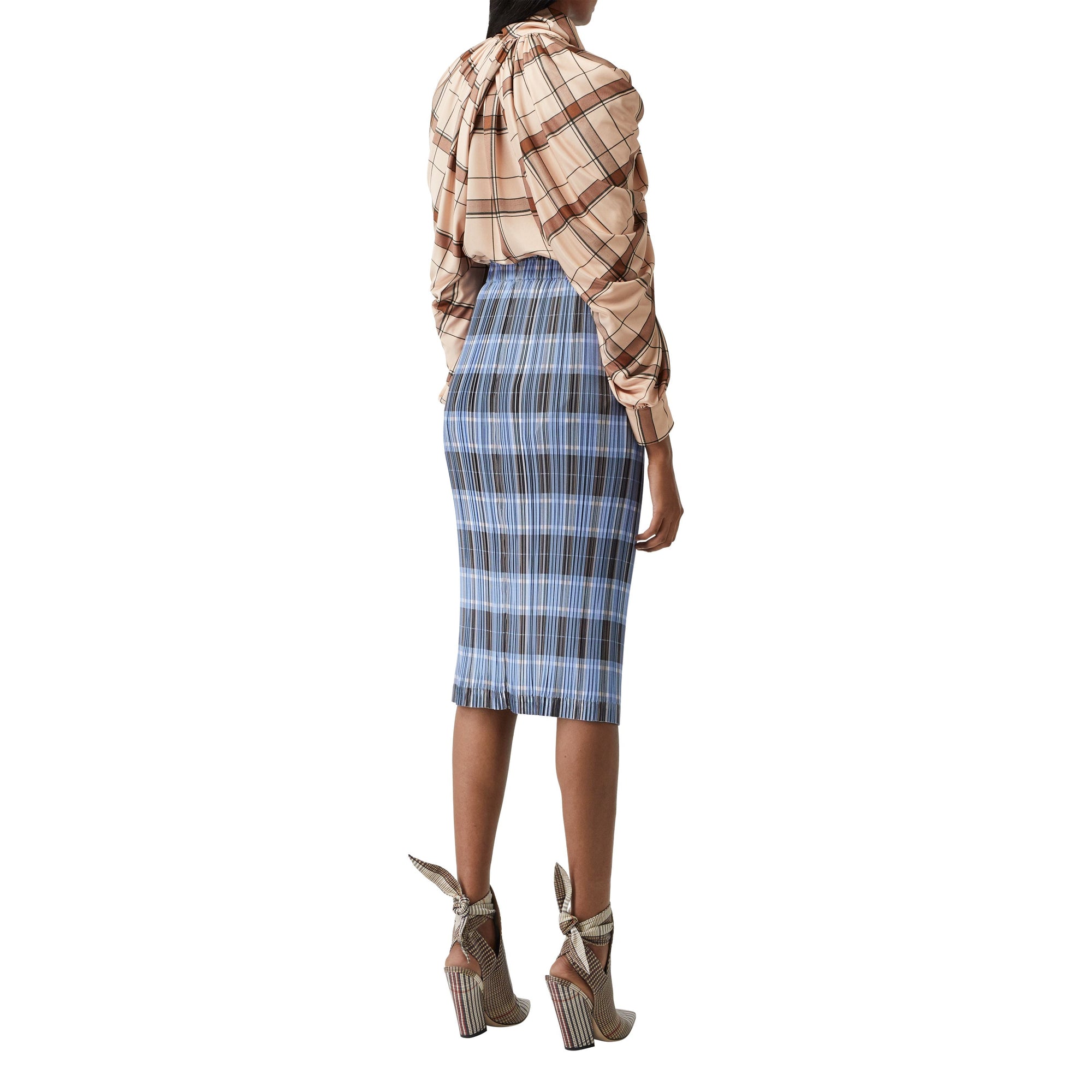 PALE BLUE CHECK Jupe plissée check