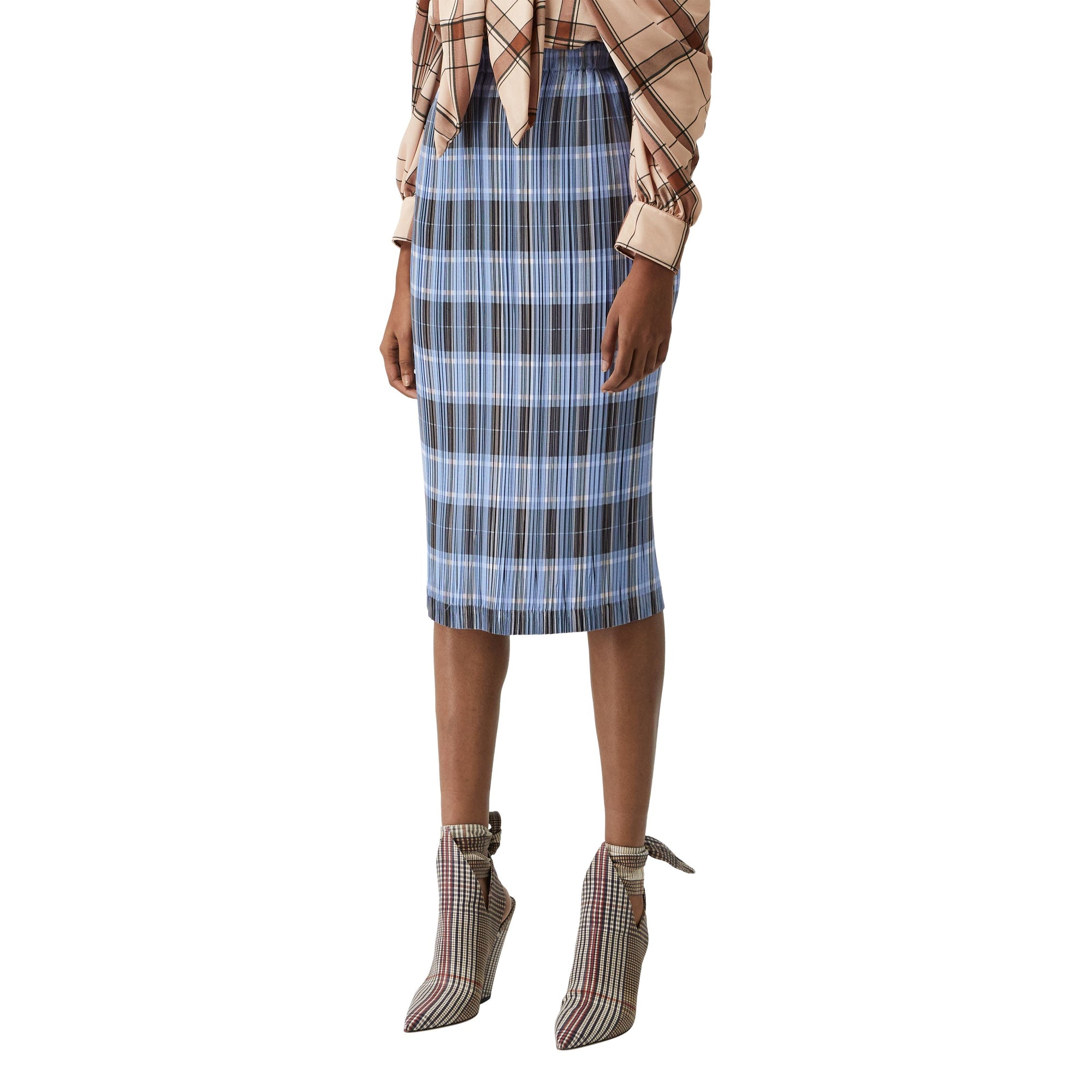 PALE BLUE CHECK Jupe plissée check