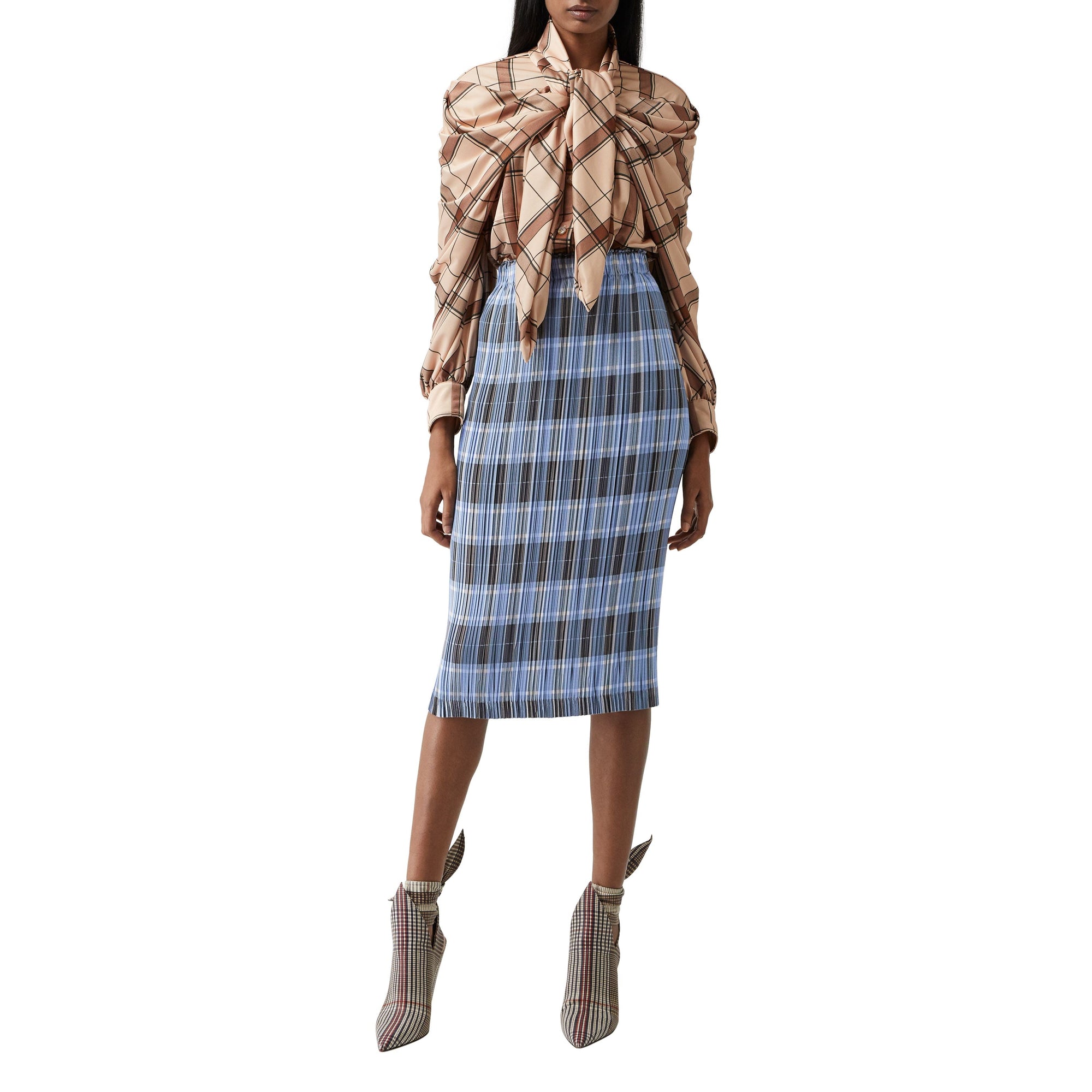 PALE BLUE CHECK Jupe plissée check