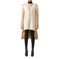 SOFT FAWN Cardigan en maille de laine mélangée côtelée avec trench