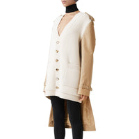 SOFT FAWN Cardigan en maille de laine mélangée côtelée avec trench