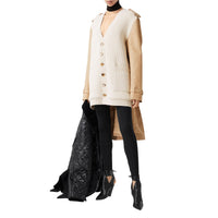 SOFT FAWN Cardigan en maille de laine mélangée côtelée avec trench