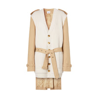 SOFT FAWN Cardigan en maille de laine mélangée côtelée avec trench
