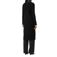 BLACK Cardigan en maille de laine côtelée avec blazer en cuir d'agneau