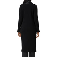 BLACK Cardigan en maille de laine côtelée avec blazer en cuir d'agneau