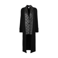 BLACK Cardigan en maille de laine côtelée avec blazer en cuir d'agneau