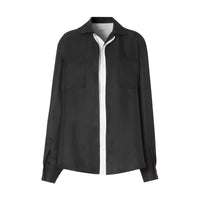BLACK Chemise à pli en satin de soie avec logo appliqué