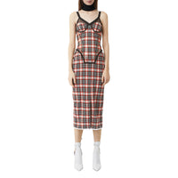 BRIGHT RED CHECK Robe corset en jersey stretch check