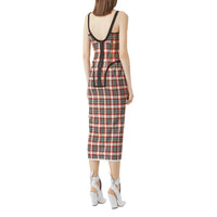 BRIGHT RED CHECK Robe corset en jersey stretch check