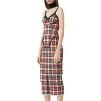 BRIGHT RED CHECK Robe corset en jersey stretch check