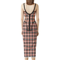 BRIGHT RED CHECK Robe corset en jersey stretch check
