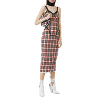 BRIGHT RED CHECK Robe corset en jersey stretch check