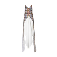 CANARY YELLOW CHECK Robe plissée ajustée en satin avec check