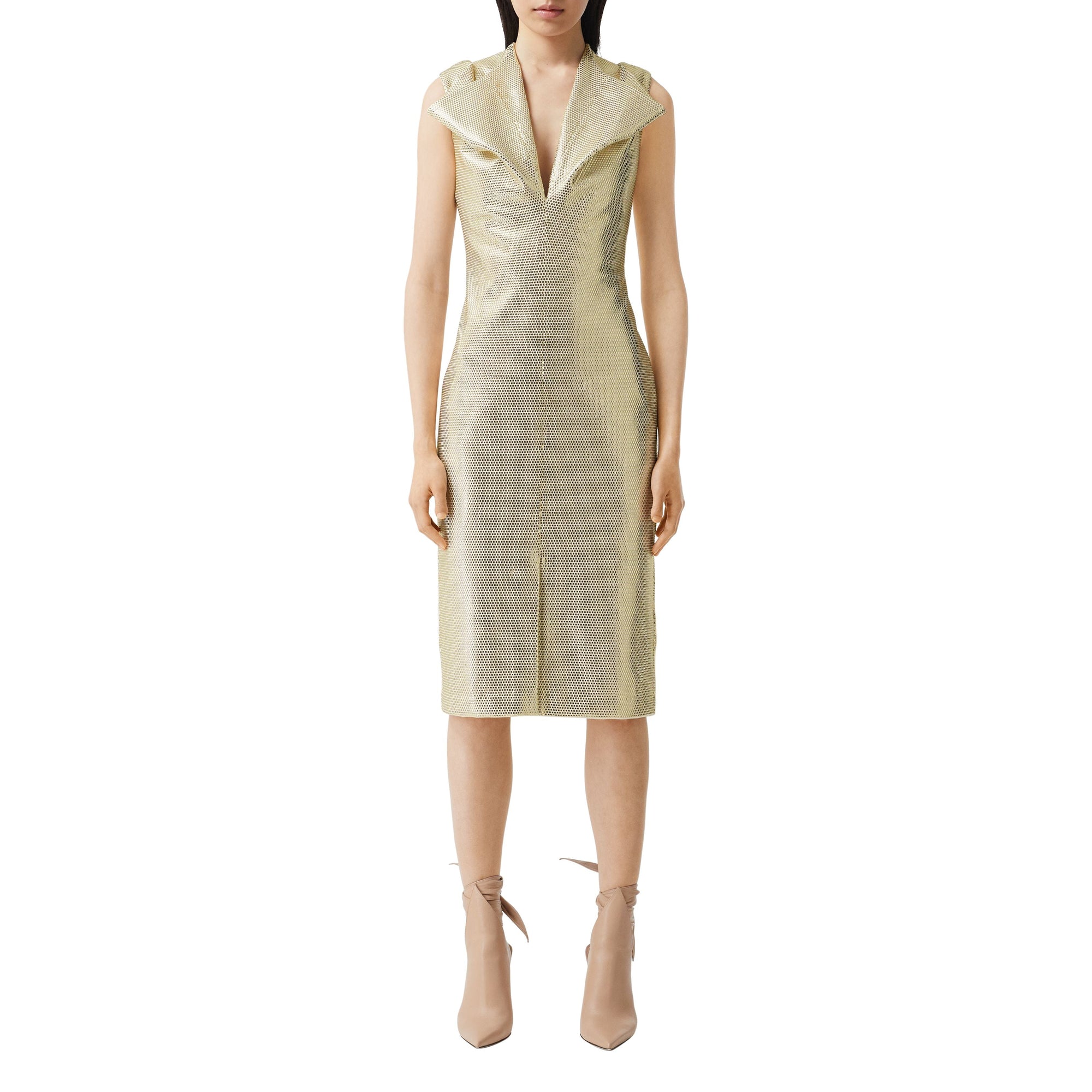 VANILLA WHITE Robe droite déstructurée en jersey effet miroir