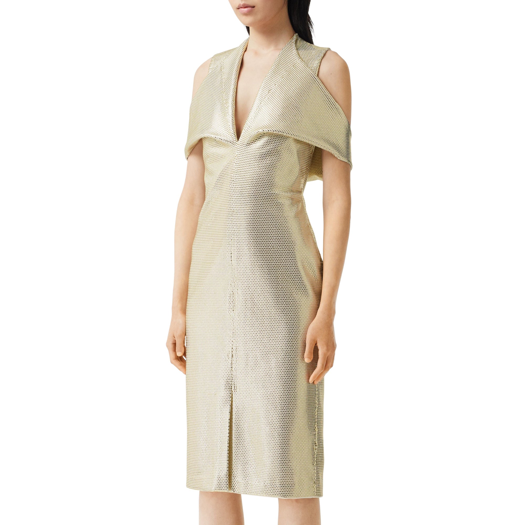 VANILLA WHITE Robe droite déstructurée en jersey effet miroir