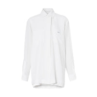 OPTIC WHITE Chemise oversize en satin de soie avec logo appliqué