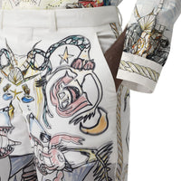 WHITE IP PRINT Short en coton avec soie et illustration marine