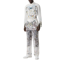 WHITE IP PRINT Short en coton avec soie et illustration marine