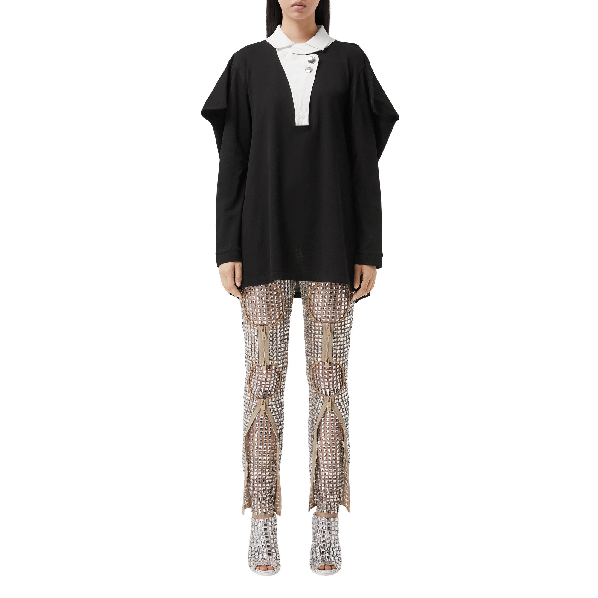 BEIGE Legging avec cristaux brillants