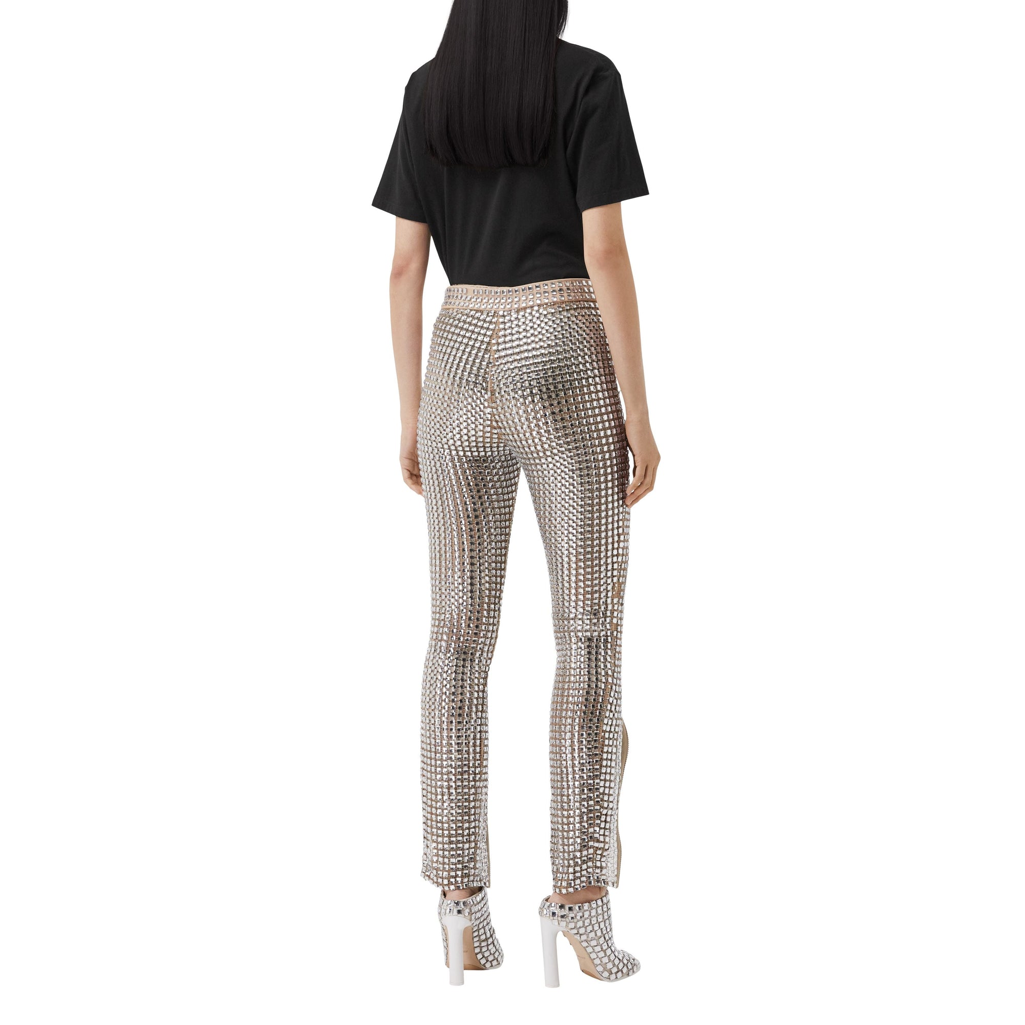 BEIGE Legging avec cristaux brillants