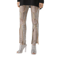 BEIGE Legging avec cristaux brillants