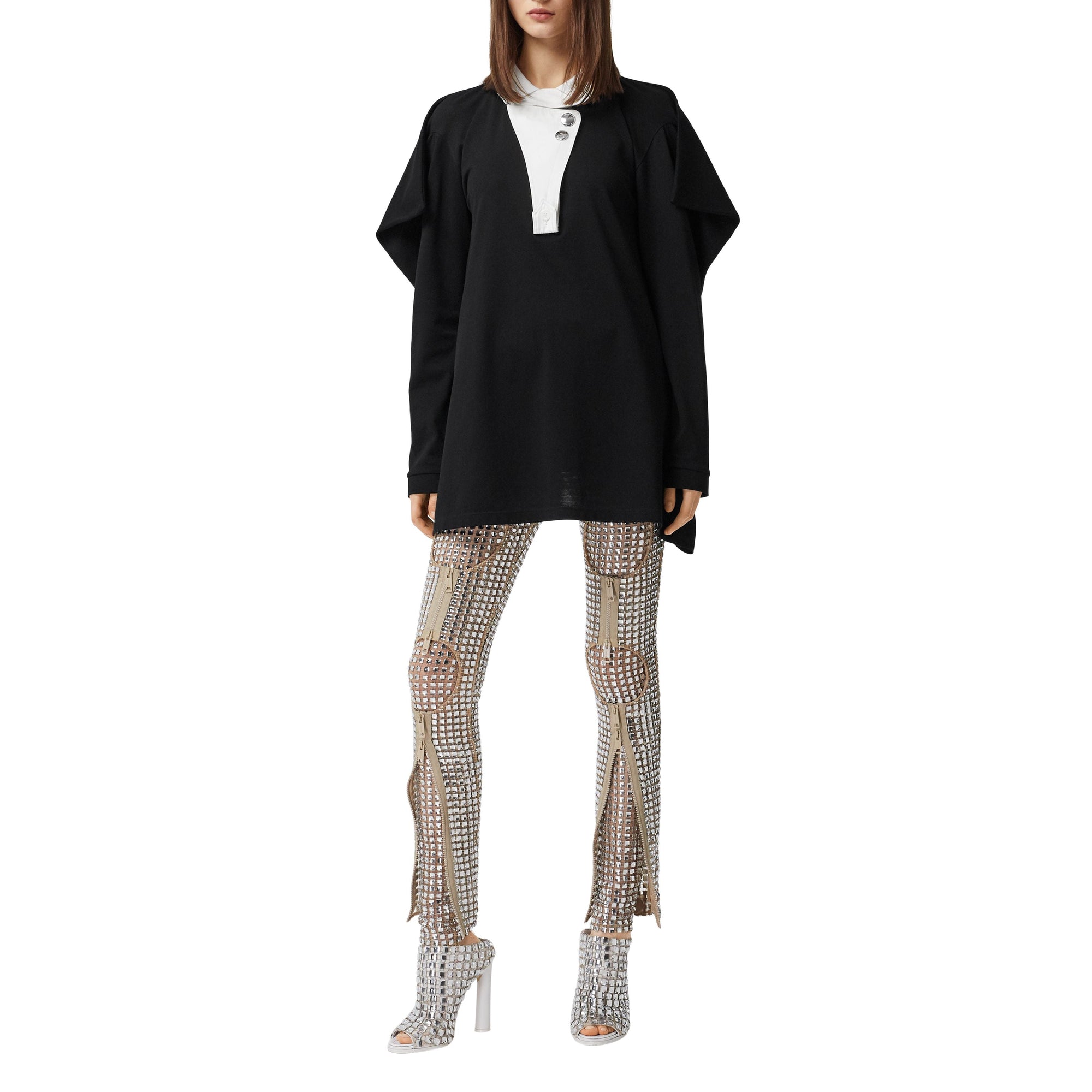 BEIGE Legging avec cristaux brillants