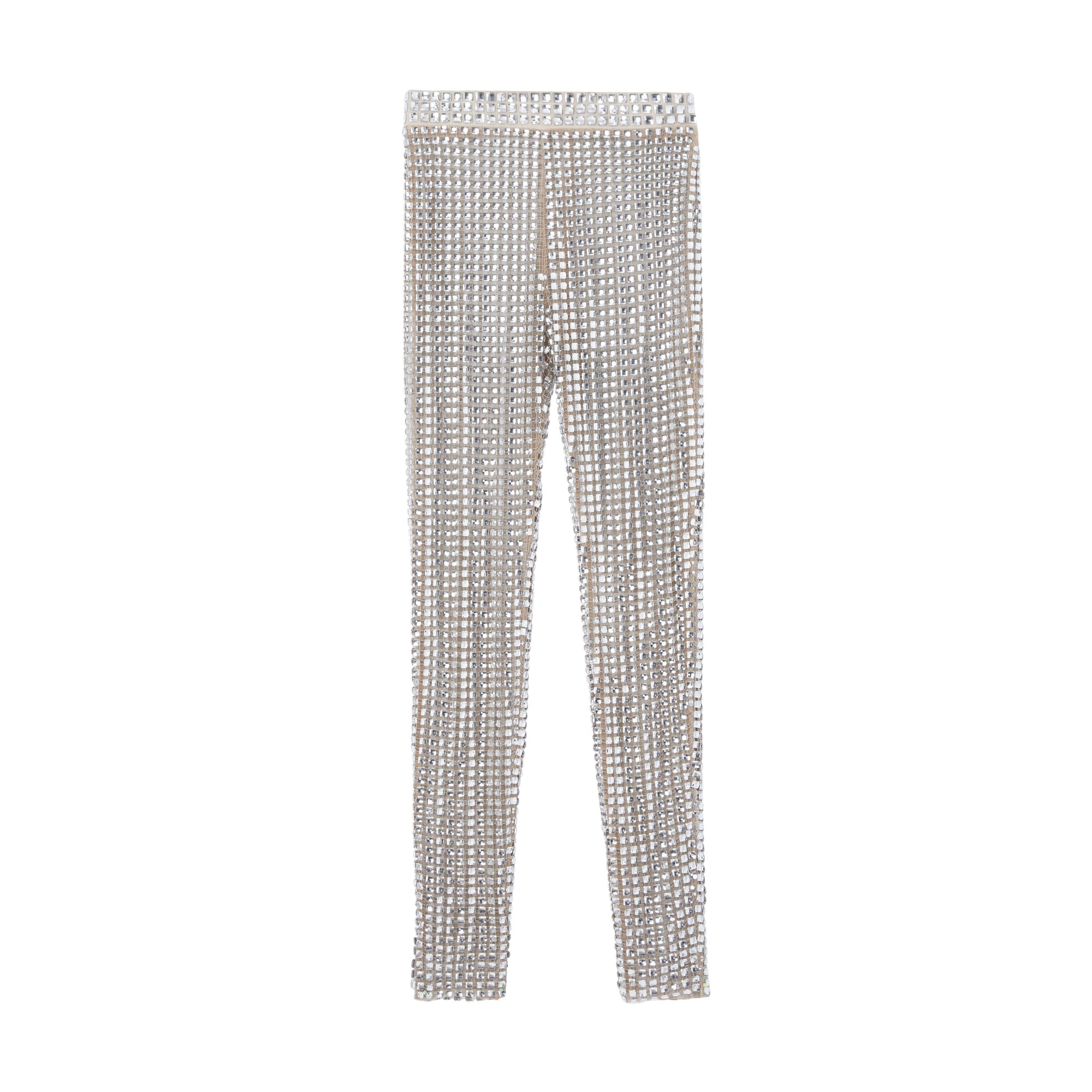 BEIGE Legging avec cristaux brillants