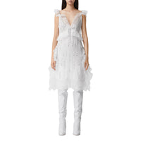 OPTIC WHITE Robe sans manches en soie avec cristaux