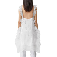 OPTIC WHITE Robe sans manches en soie avec cristaux