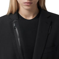 BLACK Veste tailleur en laine avec panneau zippé en néoprène