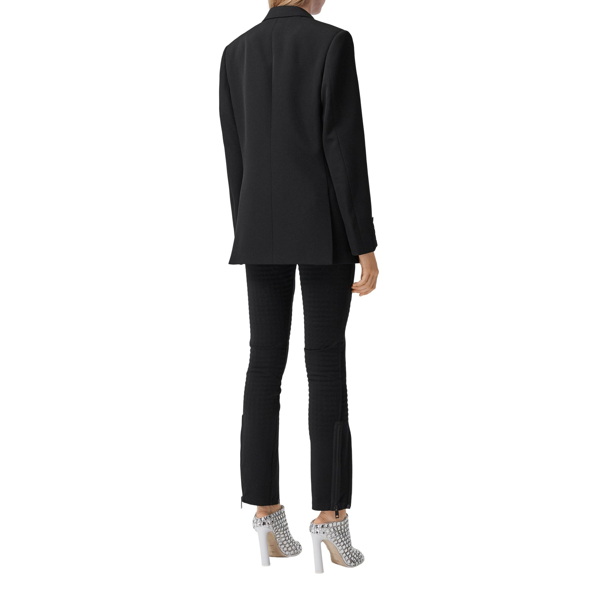 BLACK Veste tailleur en laine avec panneau zippé en néoprène