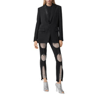 BLACK Veste tailleur en laine avec panneau zippé en néoprène