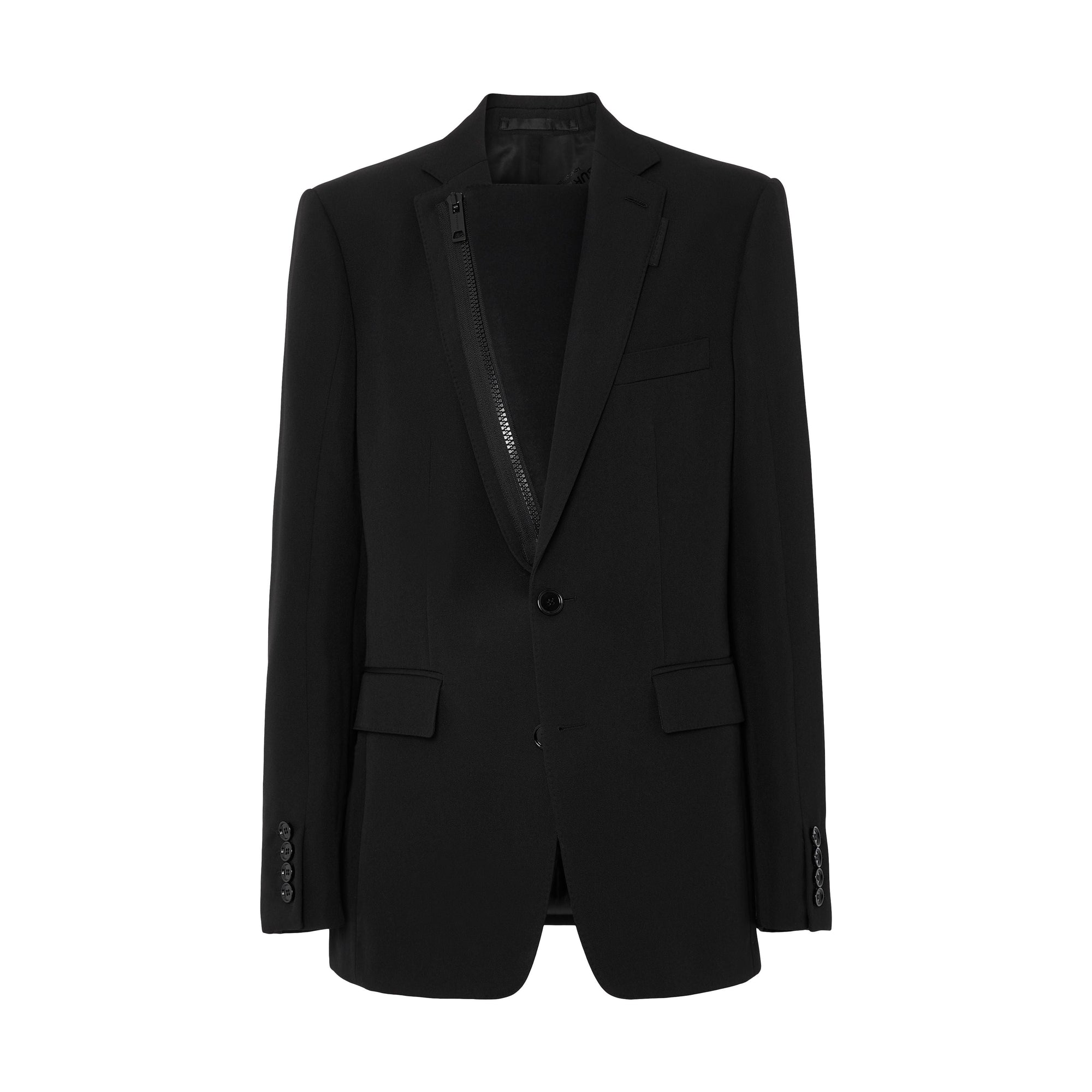 BLACK Veste tailleur en laine avec panneau zippé en néoprène