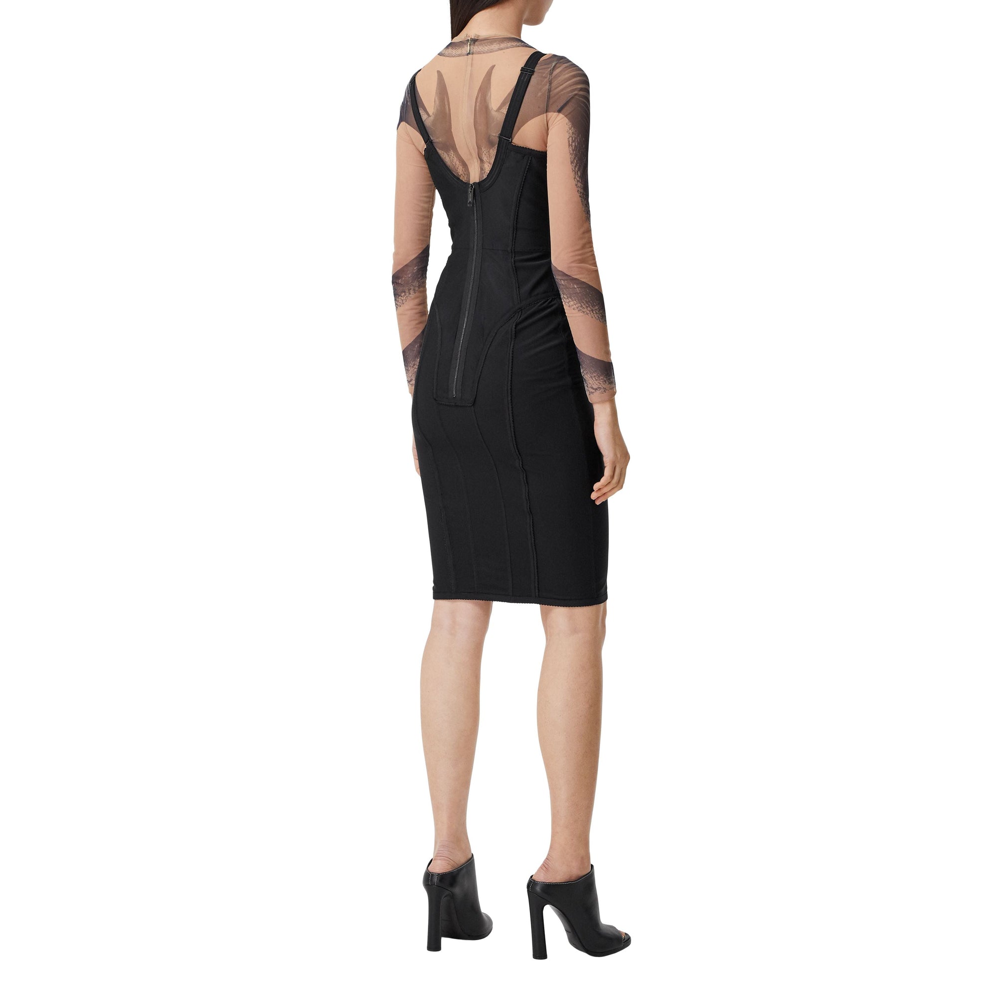 BLACK Robe corset en jersey stretch et mesh