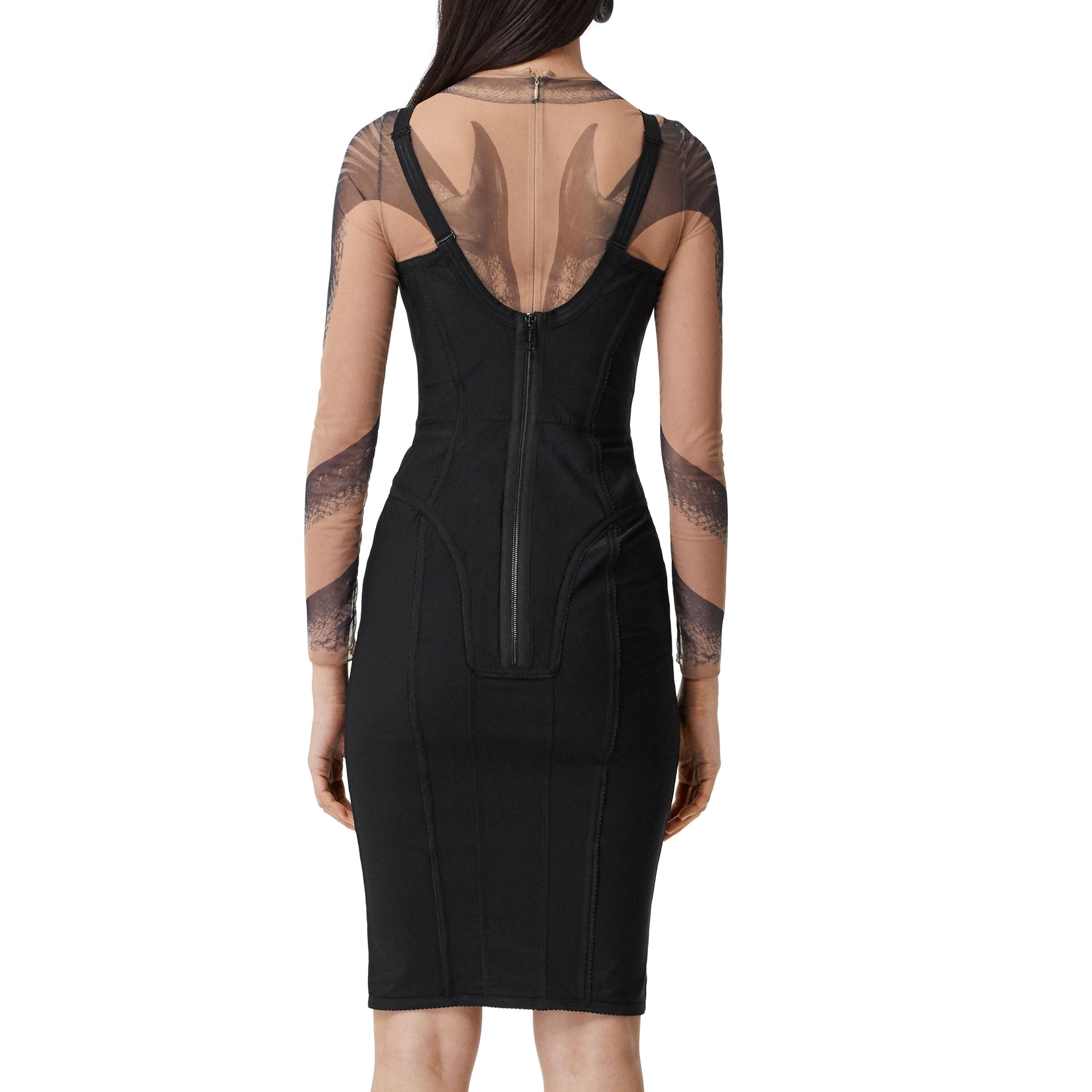 BLACK Robe corset en jersey stretch et mesh