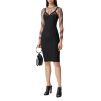 BLACK Robe corset en jersey stretch et mesh