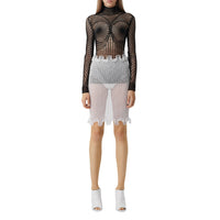 BLACK Haut à col montant en résille de coton technique
