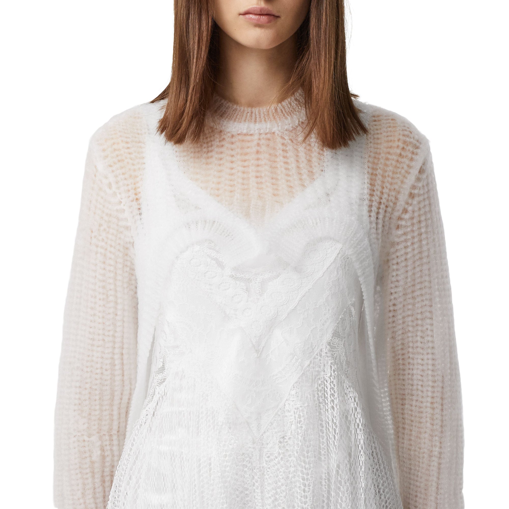 OPTIC WHITE Pull déstructuré en maille technique