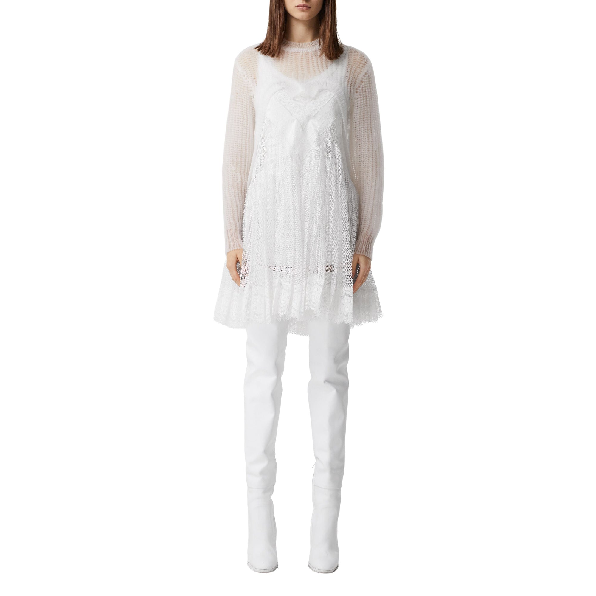 OPTIC WHITE Pull déstructuré en maille technique