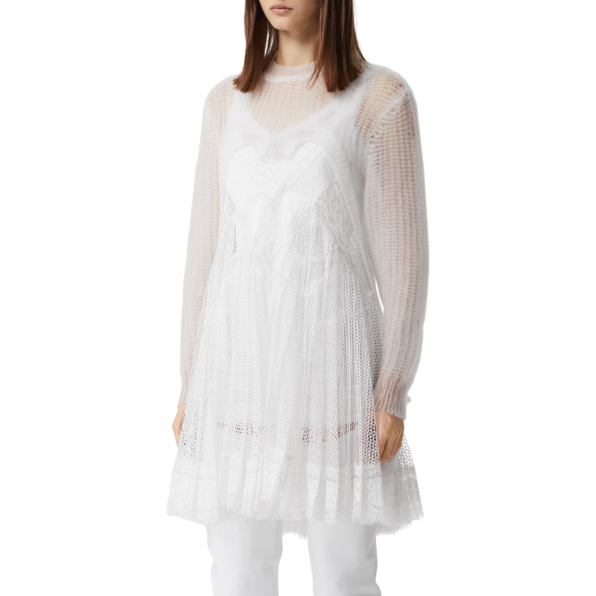 OPTIC WHITE Pull déstructuré en maille technique