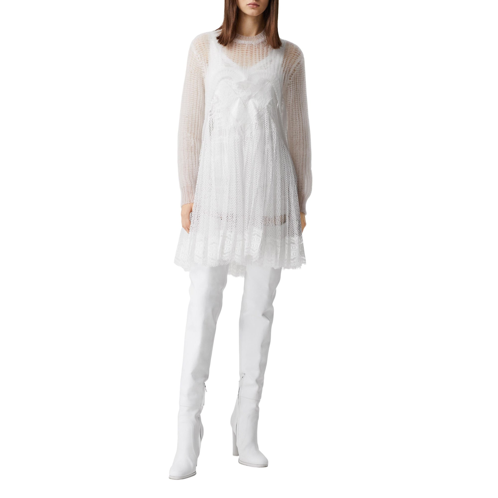 OPTIC WHITE Pull déstructuré en maille technique